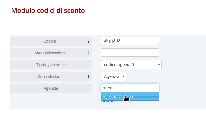 codici di sconto agenzie